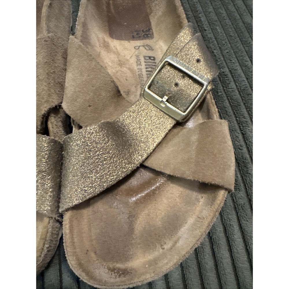 Birkenstock Sienna Sandals Golden Metallic Brown 39 Big Buckle US 8 8.5 - Picture 7 of 8